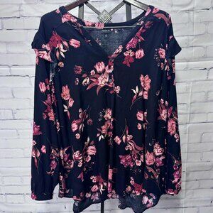 Torrid Black Floral High-Low Tunic Blouse | Size 4 (4X)